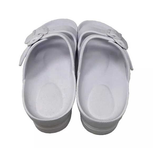 No Boundaries Women's Two Buckle Slide White Slip On Sandals 7 - Picture 8 of 9